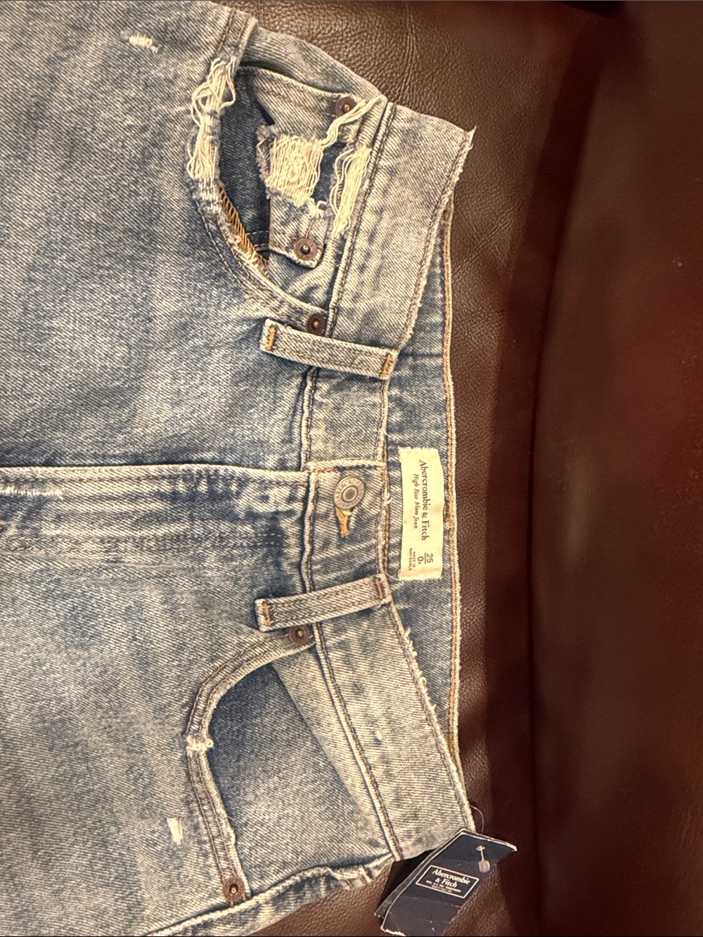 Abercrombie & Fitch high rise mom Jean Light Blue Distressed